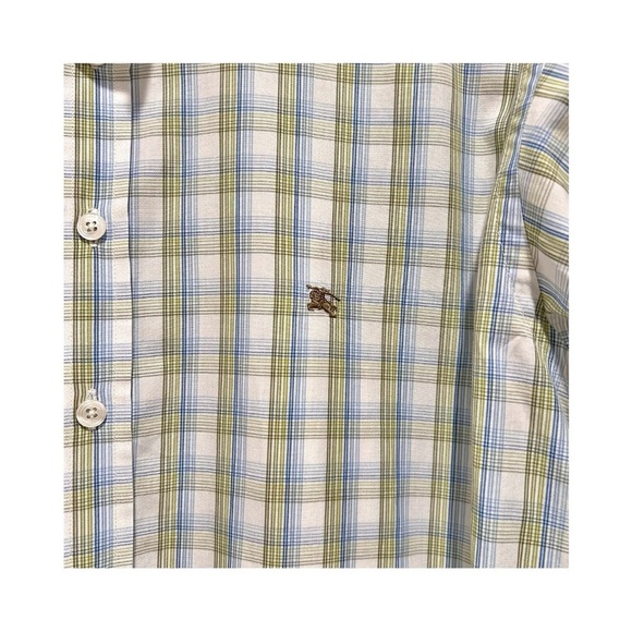 Burberry London Button-Down Dress Shirt Checked Men's Size 16 41 Cotton Logo - Picture 3 of 8